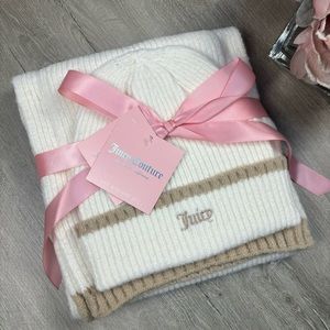 Juicy Couture Cream & Beige Scarf & Hat Set